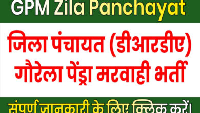 गौरेला पेंड्रा मरवाही : जिला पंचायत जीपीएम में विभिन्न श्रेणी के 13 संविदा पदों पर भर्ती के लिए आवेदन 25 मार्च तक आमंत्रित